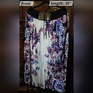 Floral Pleated Skirt - Purple and Blue